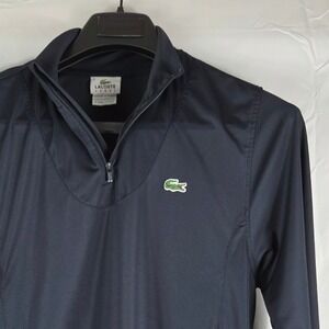 Lacoste Sport Mens Navy Blue Quarter Zip Pullover Long Sleeve Shirt Size 5 L